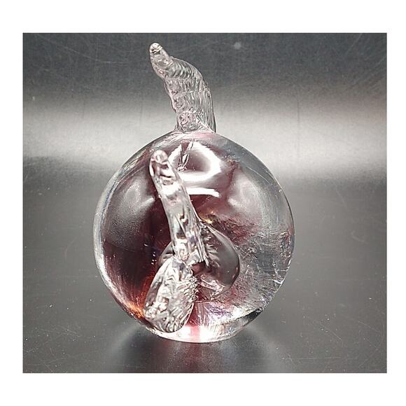 Heavy Hand Blown Glass Fat Fish Burgundy & Clear Paperweight Figurine – Unmarked - Picture 4 of 9